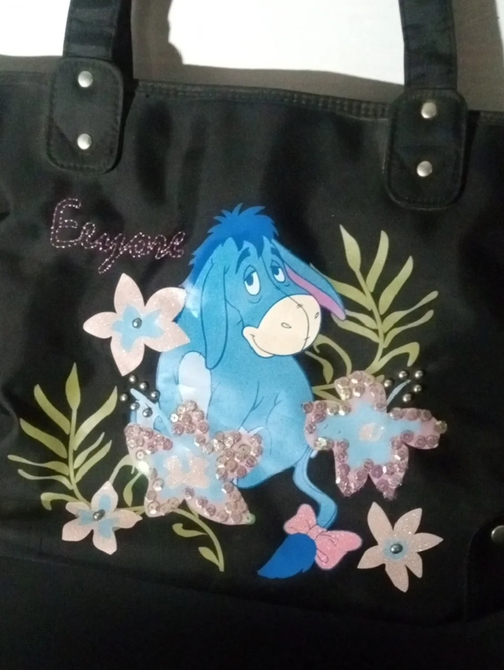 Disney Eeyore Floral Tote with Pink Sequin Accents - Picture 2 of 14